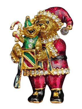 Christopher Radko Bear Brooch Christmas Pin With Box Signed, J862